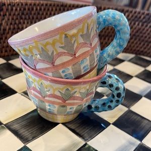 Mackenzie Childs TWO Sweet Tea Cups 1995 Vintage